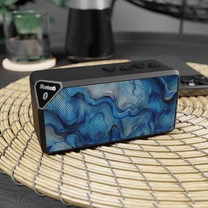 Blue Swirl Bluetooth Speaker, Portable Wireless Sound System, Music Lover Gift, Party Speaker, Home Decor, Music Festival Essential