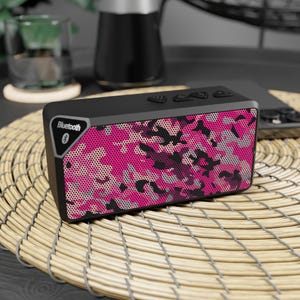 Pink Camo Wireless Bluetooth Speaker, Portable Music Player, Outdoor Speaker, Stylish Speaker, Perfect Gift for Music Lovers