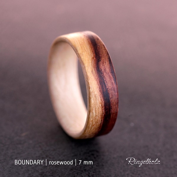 Rosewood ring, two-tone - made from naturally grown, selected wood - unisex - for him and her - a special gift