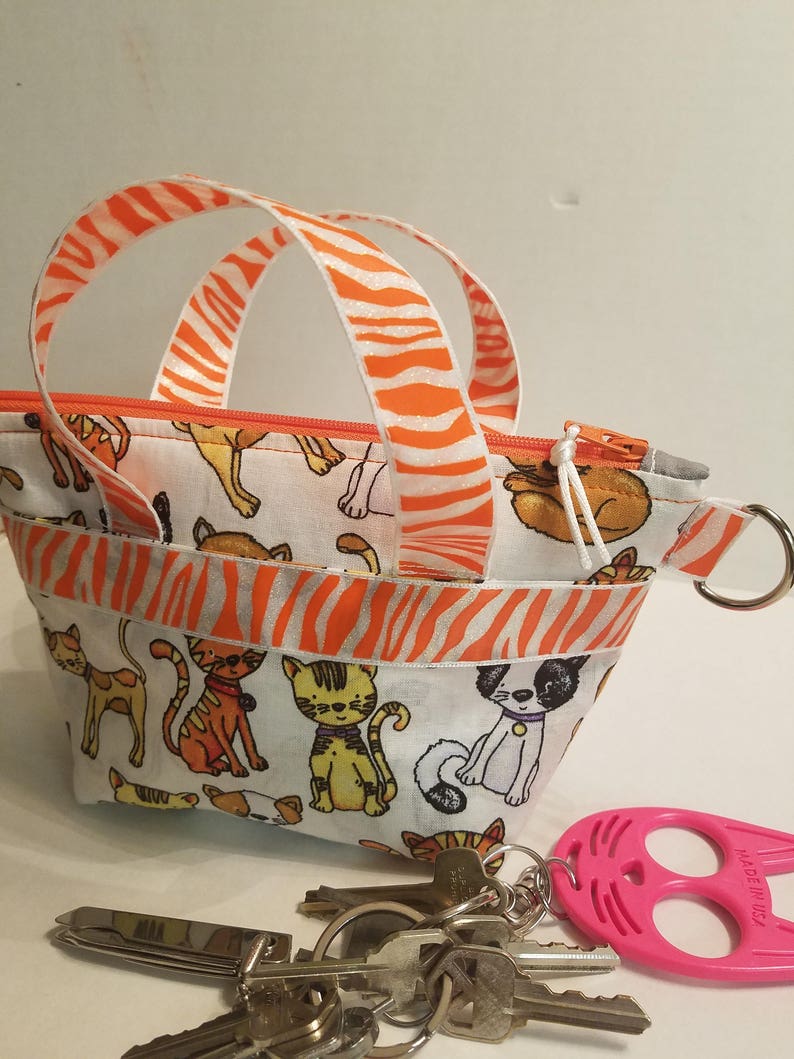 Small cat print small tote purse bag cat lover