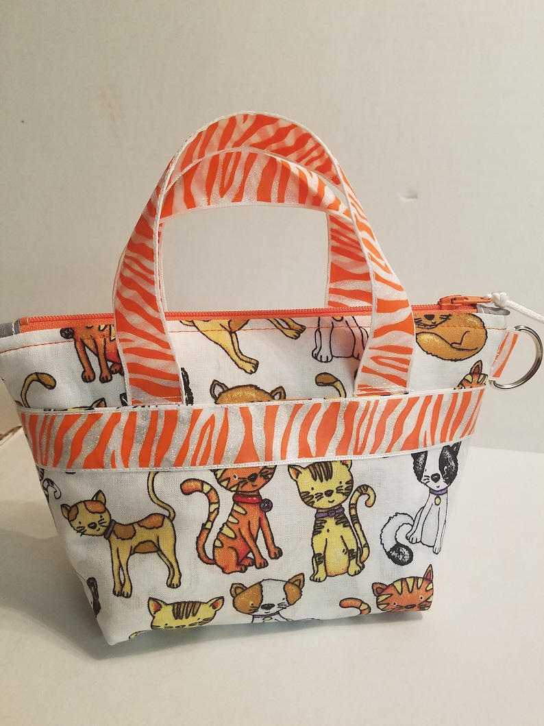 Small cat print small tote purse bag cat lover