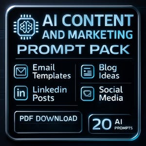 AI Content and Marketing Prompt Pack – Email, LinkedIn, Blog & Social Media | For ChatGPT, Gemini, Claude, Grok
