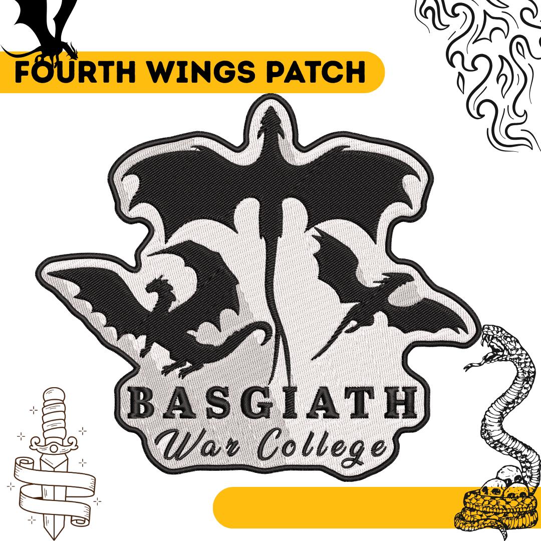Basgiath War College Embroidered Patch – Fourth Wing Inspired Embroidered Dragon Patch for Jackets, Backpacks, Cosplay, Fan Gifts