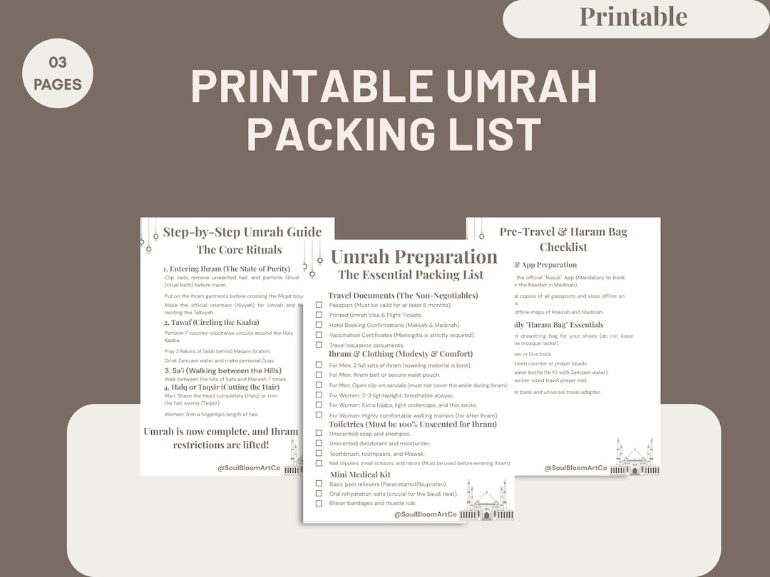 Umrah Checklist.pdf Printable Umrah Packing List & Checklist | Step-by-step Umrah Guide ...