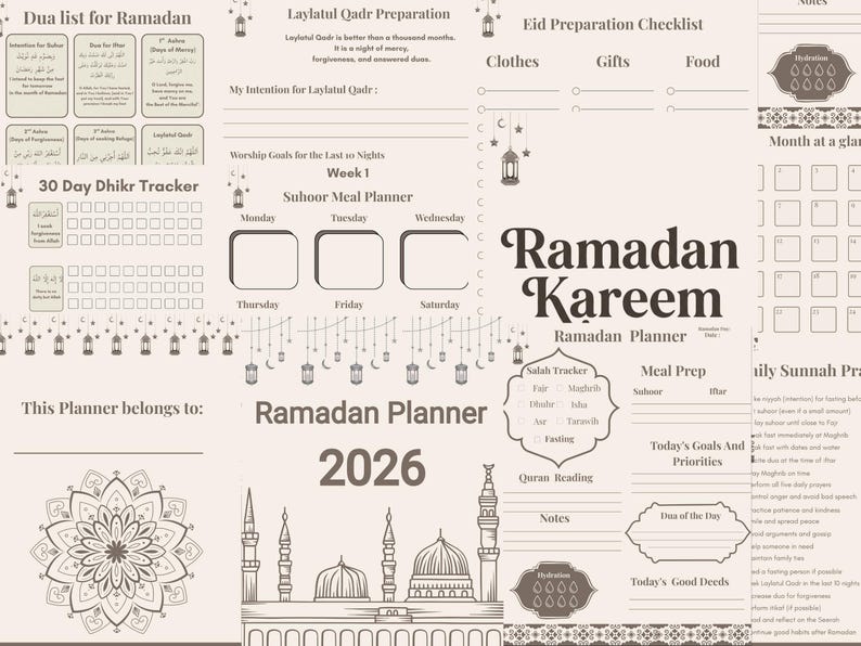 Ramadan Planner 2026 Printable & Digital | Minimal Undated Ramadan ...