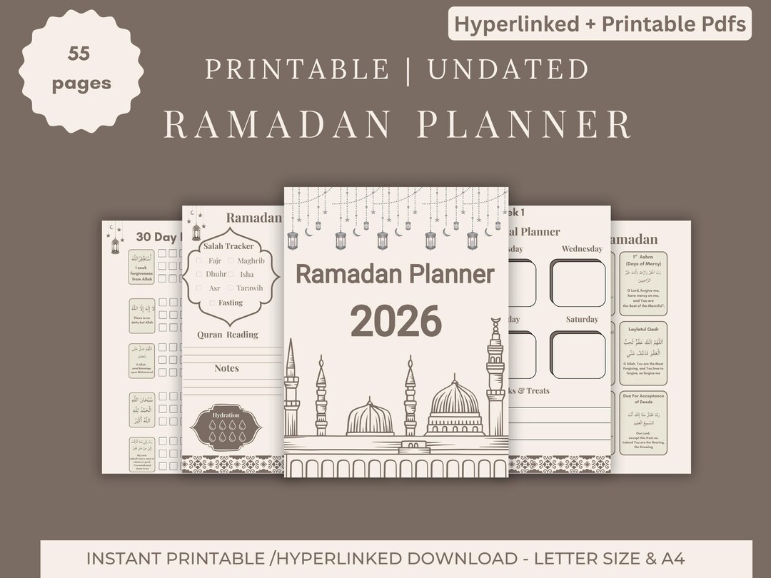 Ramadan Planner 2026 Printable & Digital | Minimal Undated Ramadan ...
