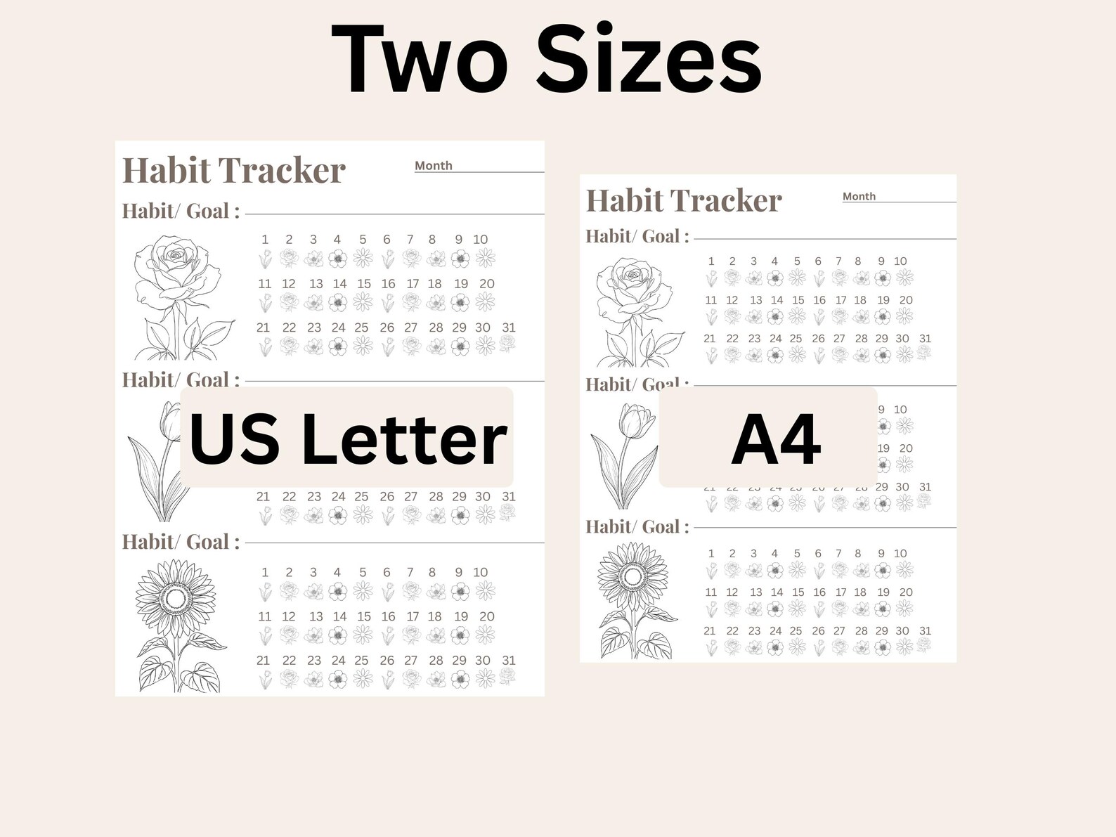 Printable Habit Tracker Coloring Page | Monthly Goal Setting Template ...