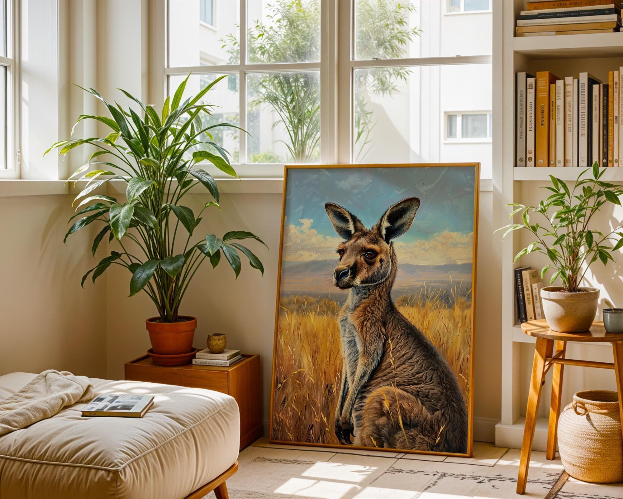 Australian Outback Kangaroo Watercolor Print, Framed Poster or Australian Outback Kangaroo Watercolor Print, Framed Poster or
