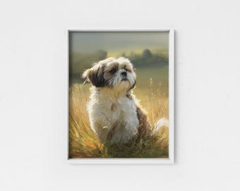 Shih Tzu Starry Night Art Print, Dog Lover Gift, Home Decor Canvas