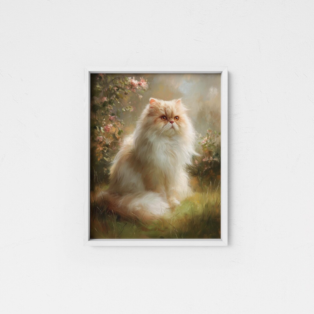 Persian Cat Oil Painting Print Framed Poster or Canvas Persian Cat ...