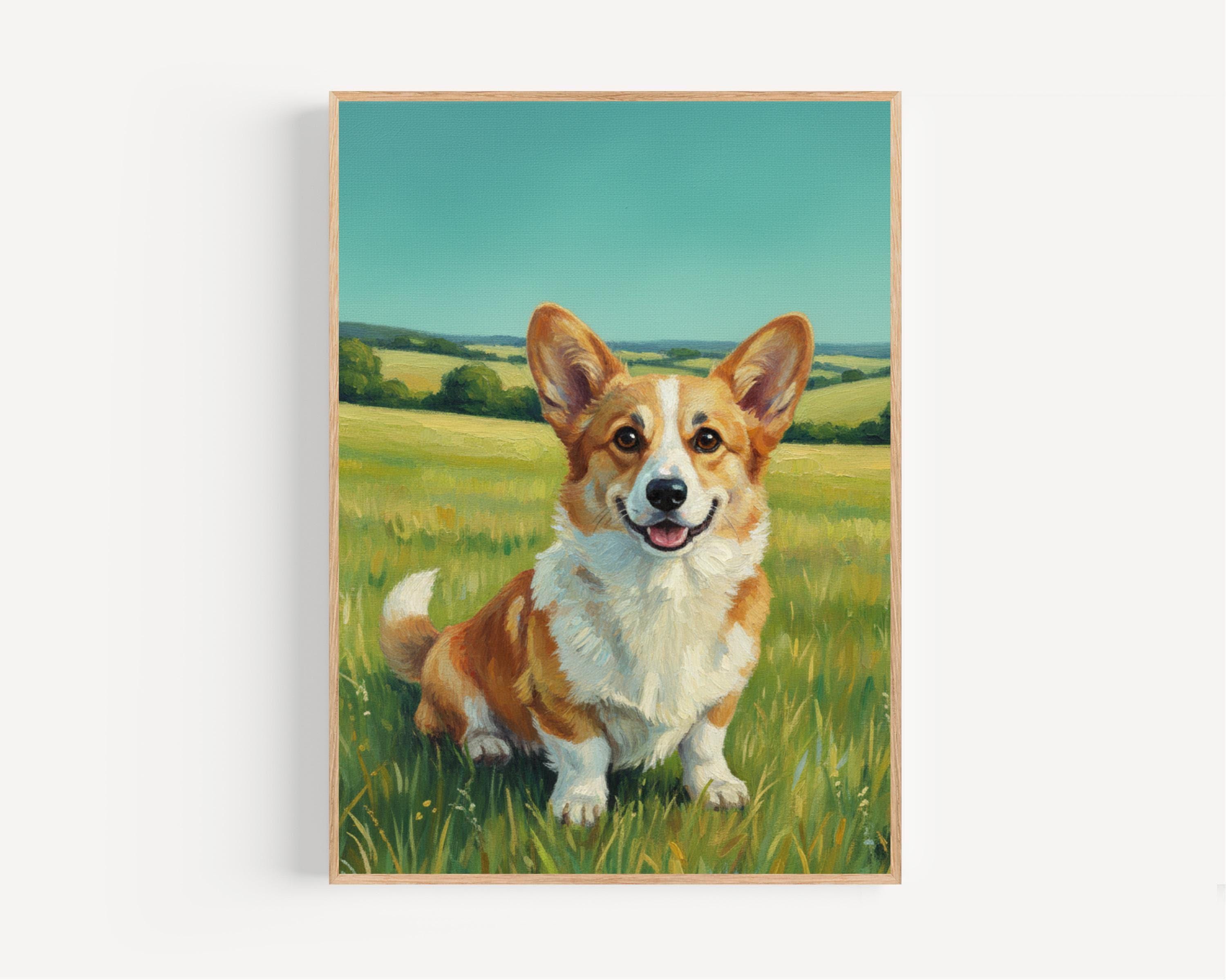 コーギーの油絵 - Etsy 日本