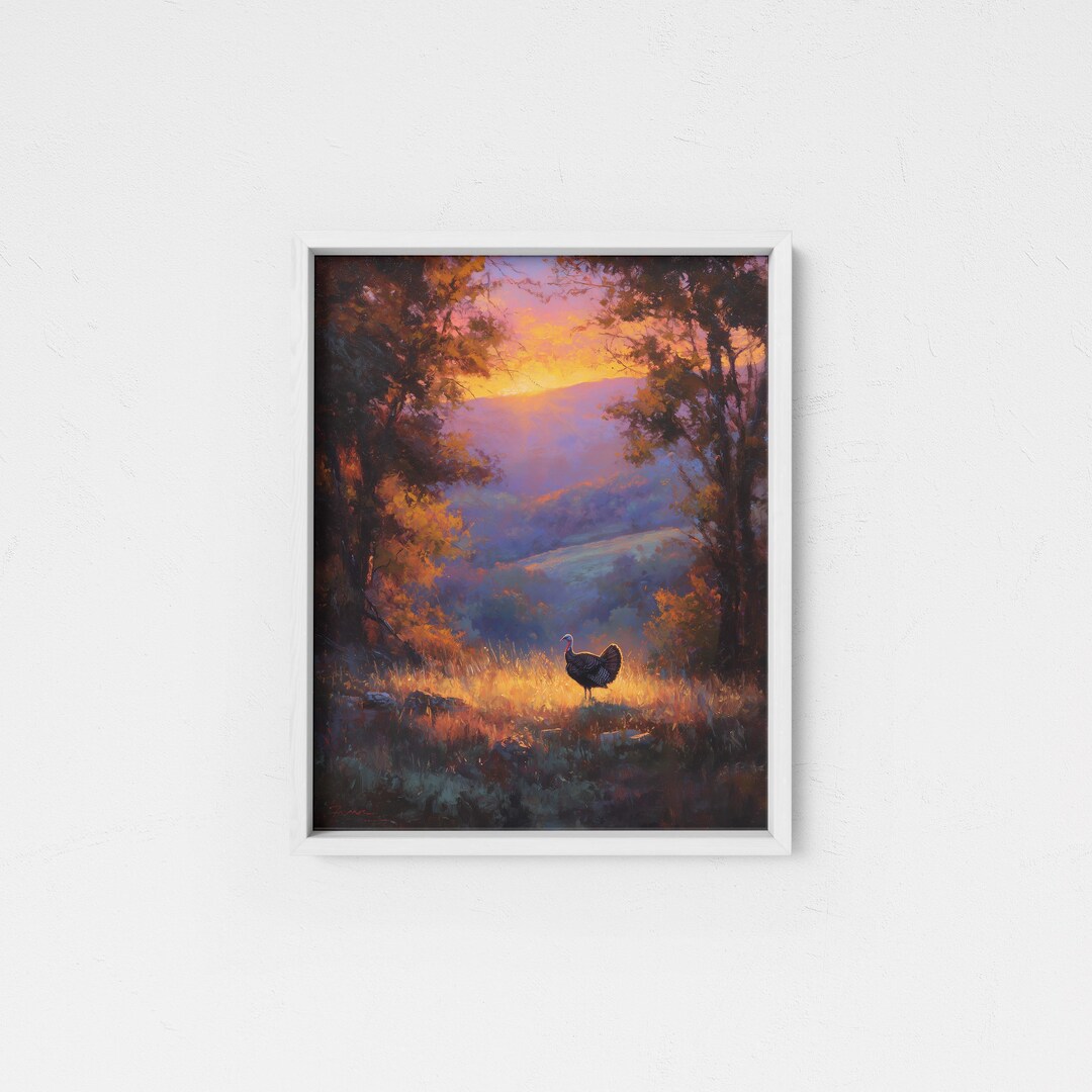Wild Turkey Watercolor Print Framed Poster or Canvas Turkey in Forest ...