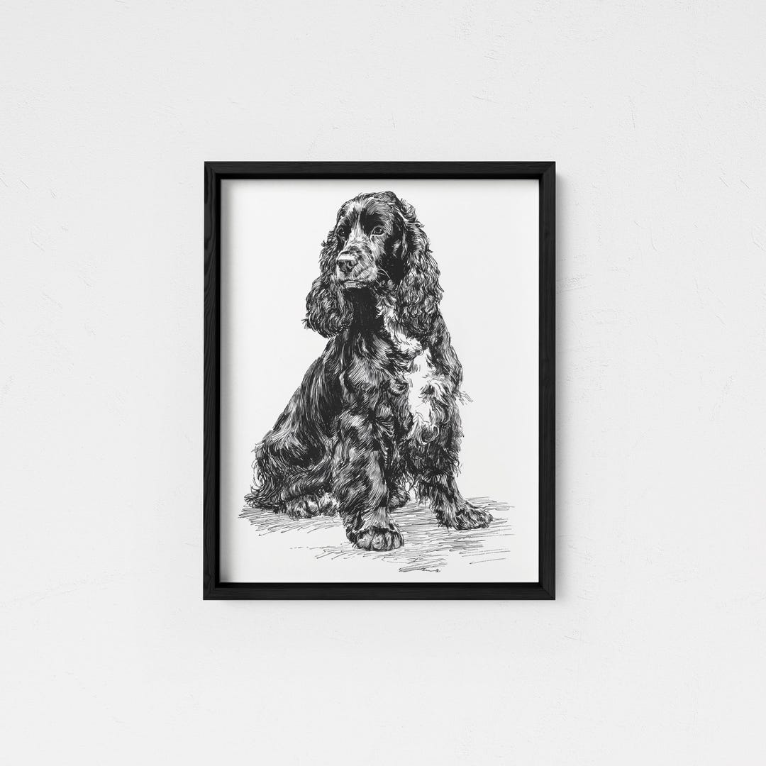 Cocker Spaniel Watercolor Painting Print Framed Poster or Canvas Dog ...