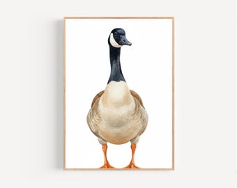 Canada Goose Oil Painting Print Framed Poster or Canvas Canada Goose Waterfowl Minimalist White Background Wall Art Gift Idea Nursery Print