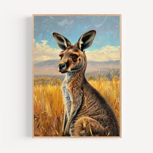 Australian Outback Kangaroo Watercolor Print, Framed Poster or Canvas Wildlife Wall Art Aussie Animal Nursery Decor Travel Nature Lover Gift