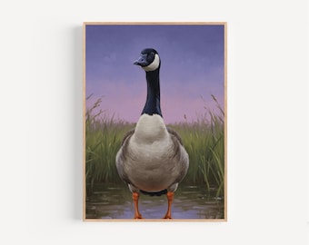 Canada Goose Oil Painting Print Framed Poster or Canvas Canada Goose Marsh Wetland Artwork Wall Art Rustic Waterfowl Gift Idea Lagoon