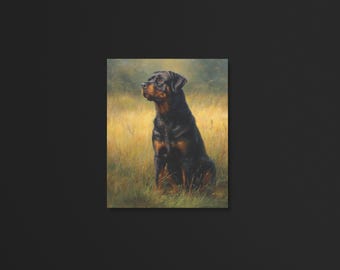 Rottweiler Oil Painting Print Framed Poster or Canvas Rottweiler Dog Lover Memorial Art Gift Pet Owner Rustic Wall Countryside Decor
