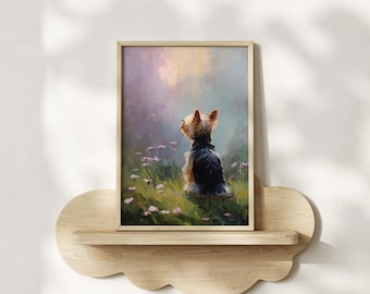 Yorkshire Terrier Watercolor Print Framed Poster or Canvas Yorkie Dog Pastel Art Remembrance Gift For Pet Owner Wall Vivid Muted