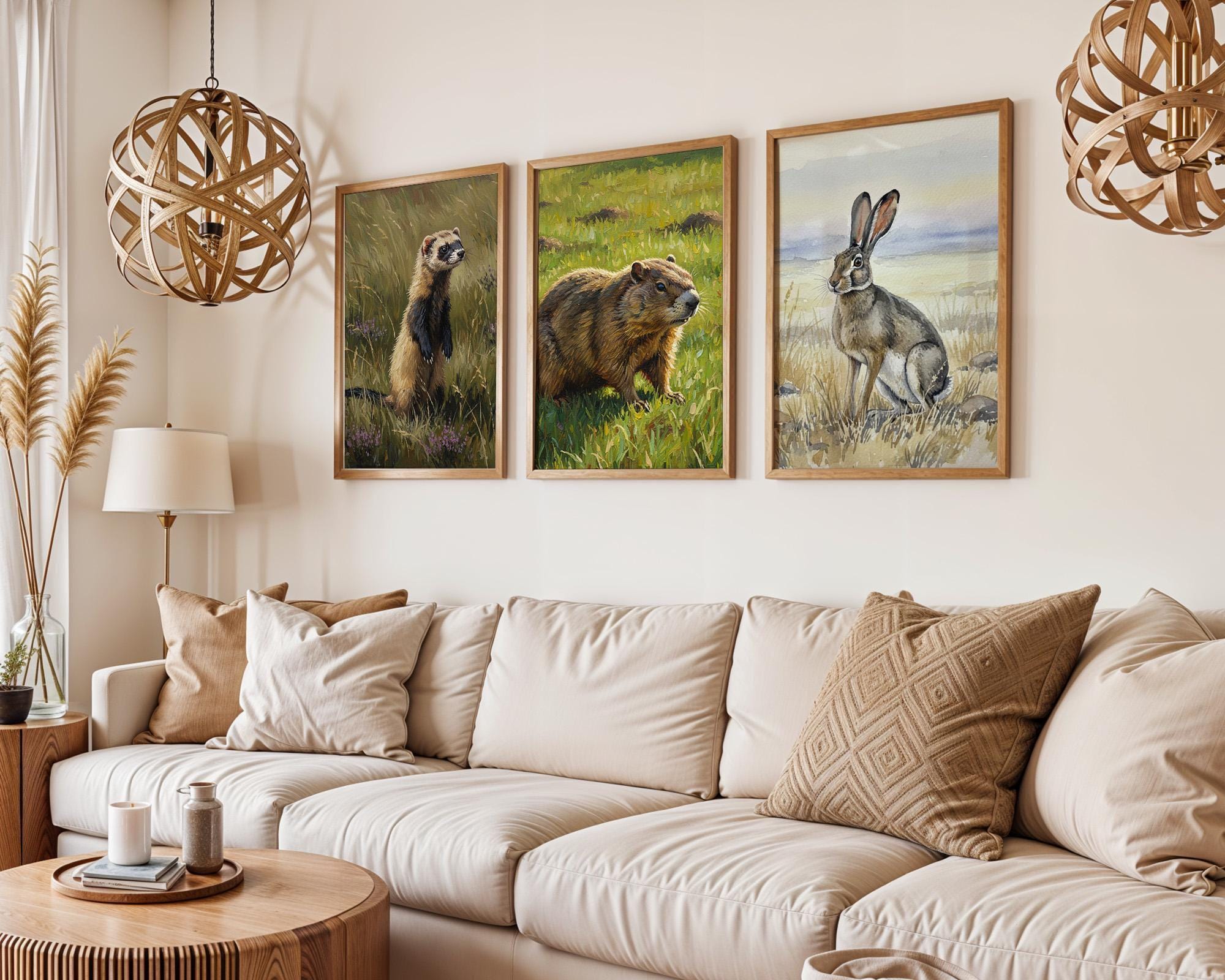 Jackrabbit Watercolor Print Framed Poster or Canvas Desert Prairie