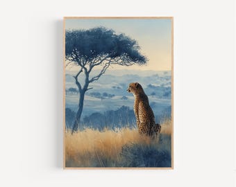 Warthog Savanna Sunset Oil Painting Print Framed Poster or Canvas