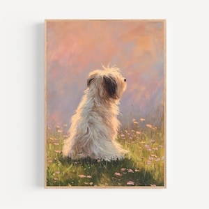 Havanezer hond aquarel print ingelijste poster of canvas pastel impressionistische kunst cadeau idee huisdiereigenaar herdenkingsmuur Cottagecore