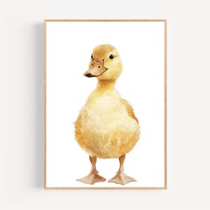 Duckling Nursery Print – Available Framed or on Canvas, Watercolor Baby Duck Wall Art, Farm Animal Nursery, Duck Baby Room, Baby Shower Gift