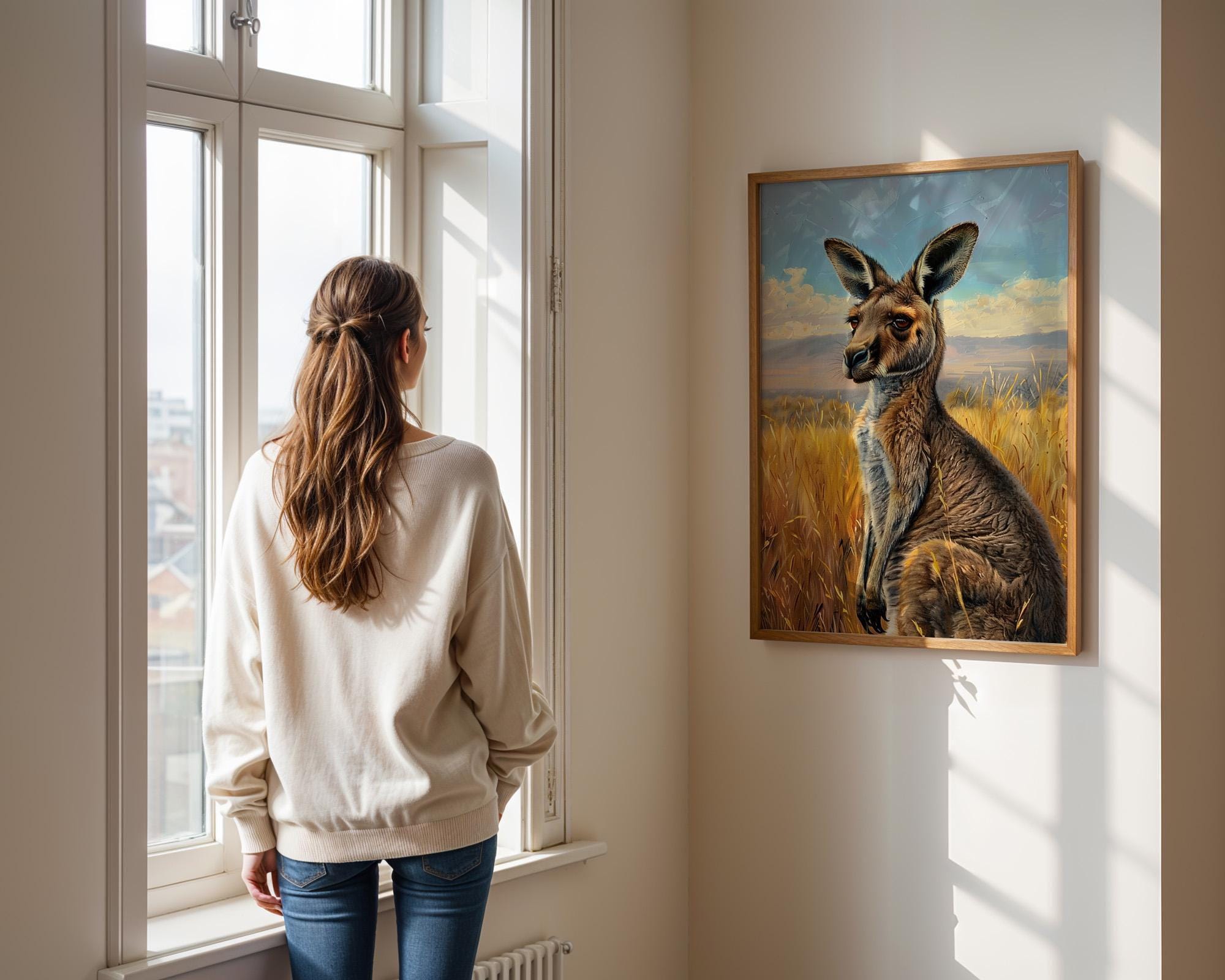 Australian Outback Kangaroo Watercolor Print, Framed Poster or Australian Outback Kangaroo Watercolor Print, Framed Poster or