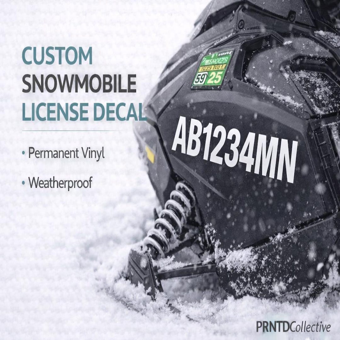 Custom Snowmobile License Plate Decal – Permanent Vinyl Number Sticker ...