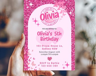 Glitter theme birthday invitation, canva Self-Editable birthday invitation template