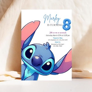 Invitation simple boho pour le 8e anniversaire de Sitch, modèle d'invitation d'anniversaire sur toile auto-éditable