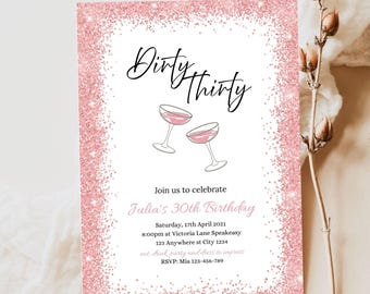 Simple 30th birthday invitation, canva Self-Editable birthday invitation template
