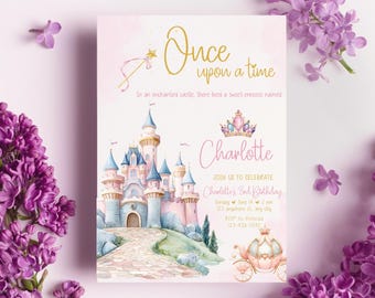 Invito di compleanno "C'era una volta una principessa", modello di invito di compleanno auto-modificabile di Canva