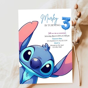 Convite boho simples para o terceiro aniversário, modelo de convite de aniversário autoeditável da Canva