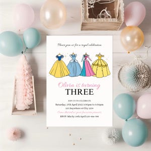Princess birthday invitation, canva Self-Editable birthday invitation template