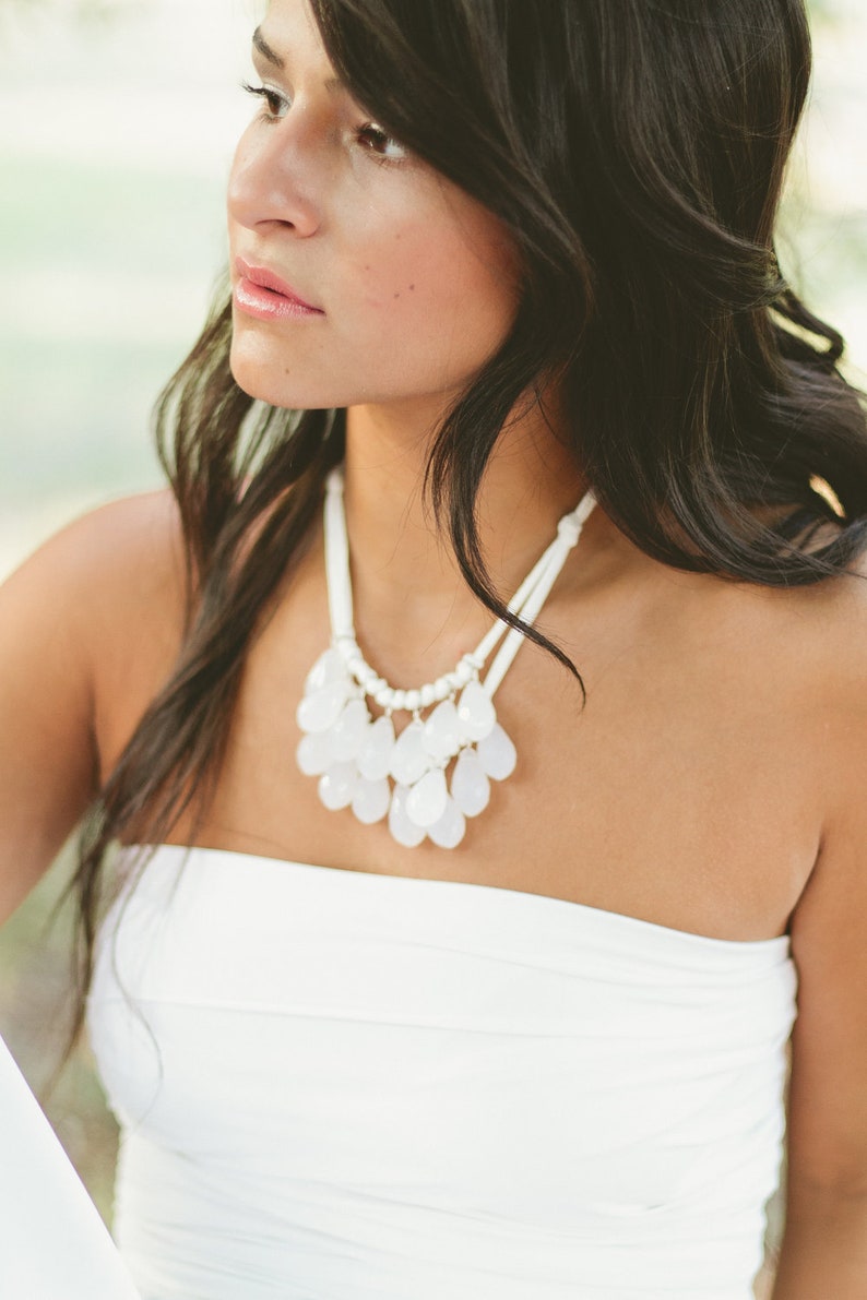 milky opaque white briolette and ivory necklace image 5