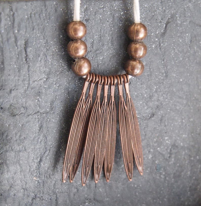 reversible copper spike necklace // narrow pendant // tribal // modern // vintage // boho // rustic image 2