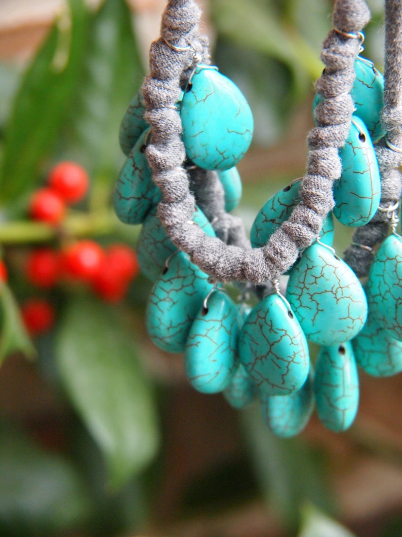 turquoise and grey necklace two layers image 2