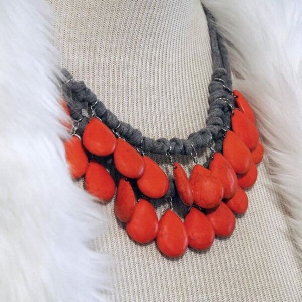 Orange and grey necklace