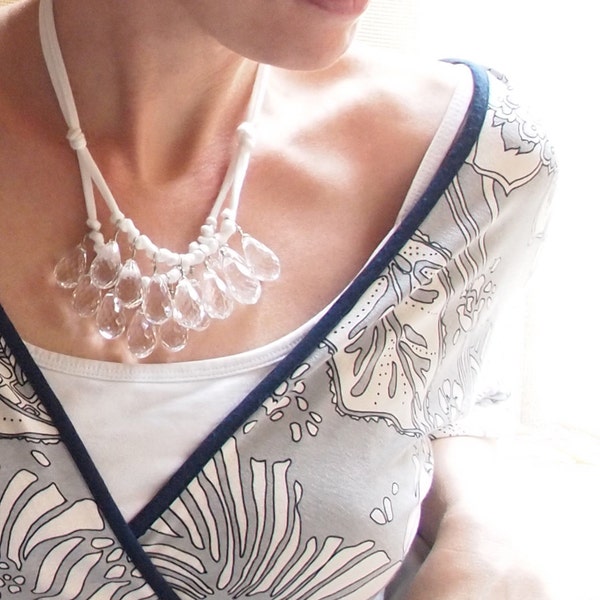 clear briolette and ivory necklace