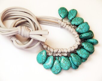 turquoise and pale grey/stone necklace