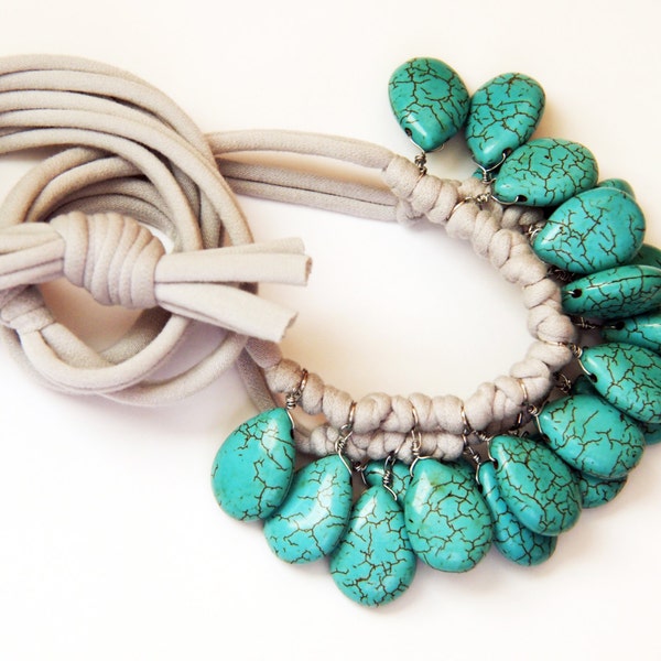turquoise and pale grey/stone necklace