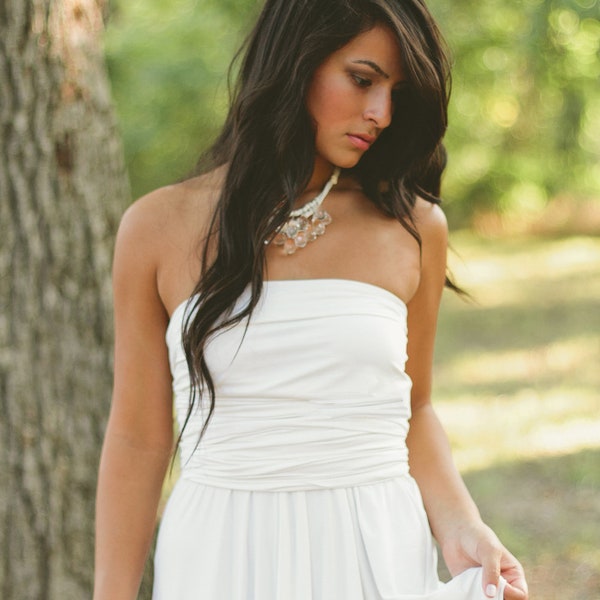 clear briolette and ivory necklace - bridal