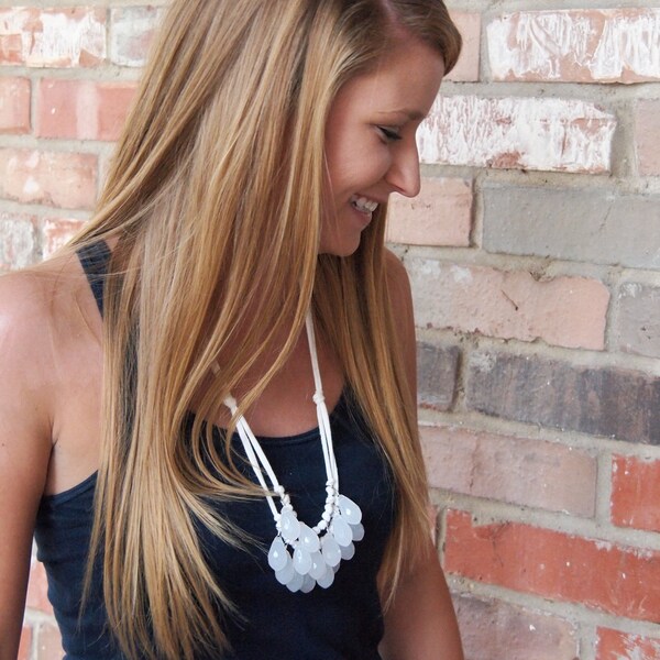 milky opaque white briolette and ivory necklace