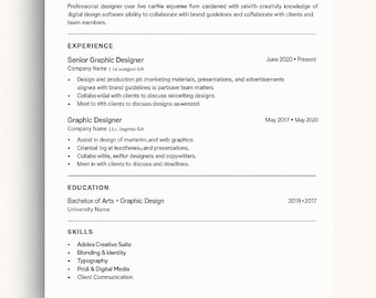 Modern Resume Template | Clean Editable CV + Cover Letter | Word & PDF Download