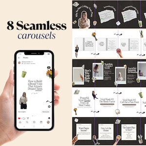 Seamless Carousel Template - Social Media Manager Canva Templates – Carousel Post Kit for Personal Brands – Instagram Marketing Templates