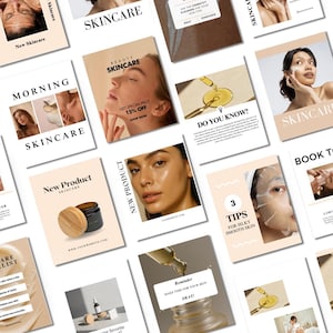 Skincare Instagram Templates Minimalist, Portrait Social Media Templates, Medspa Social Media, Editable Canva Template Trending