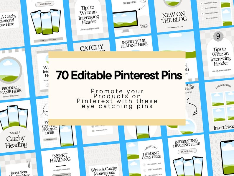 70 Minimal Pinterest Pin Mockup Templates | Canva Editable (digital ...