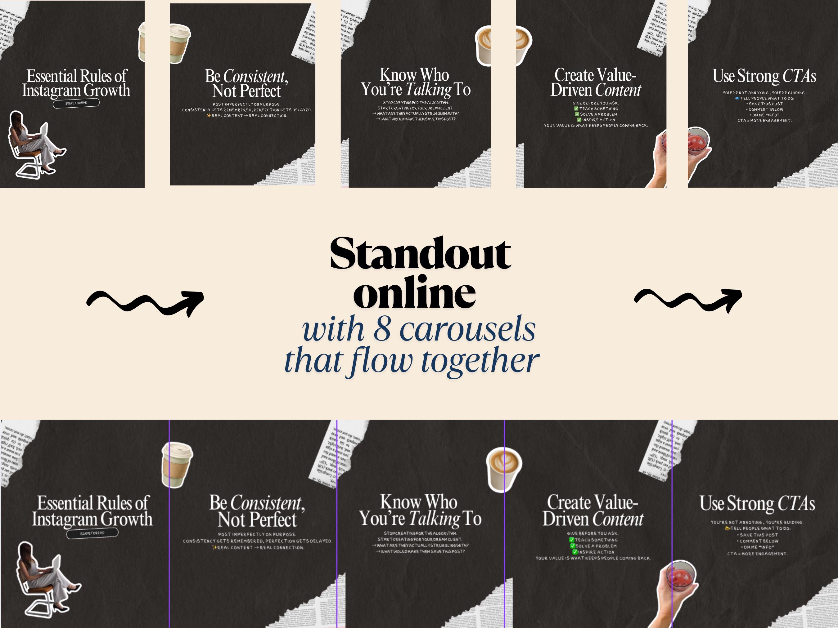 Seamless Instagram Carousel Template: Canva Social Media Kit - Etsy