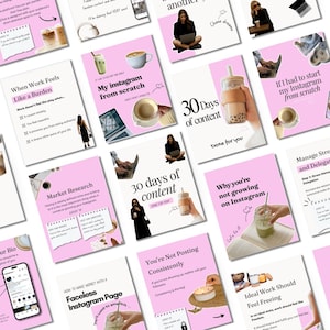 Pink Carousel Templates: Social Media Content for Etsy Sellers (Canva Editable, Digital Download