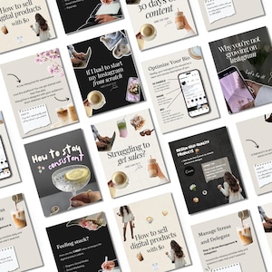 Trending Carousel Templates with Cut-Outs Aesthetic Social Media Templates for Faceless Creators & Etsy Sellers, Carousel sets Instagram PLR